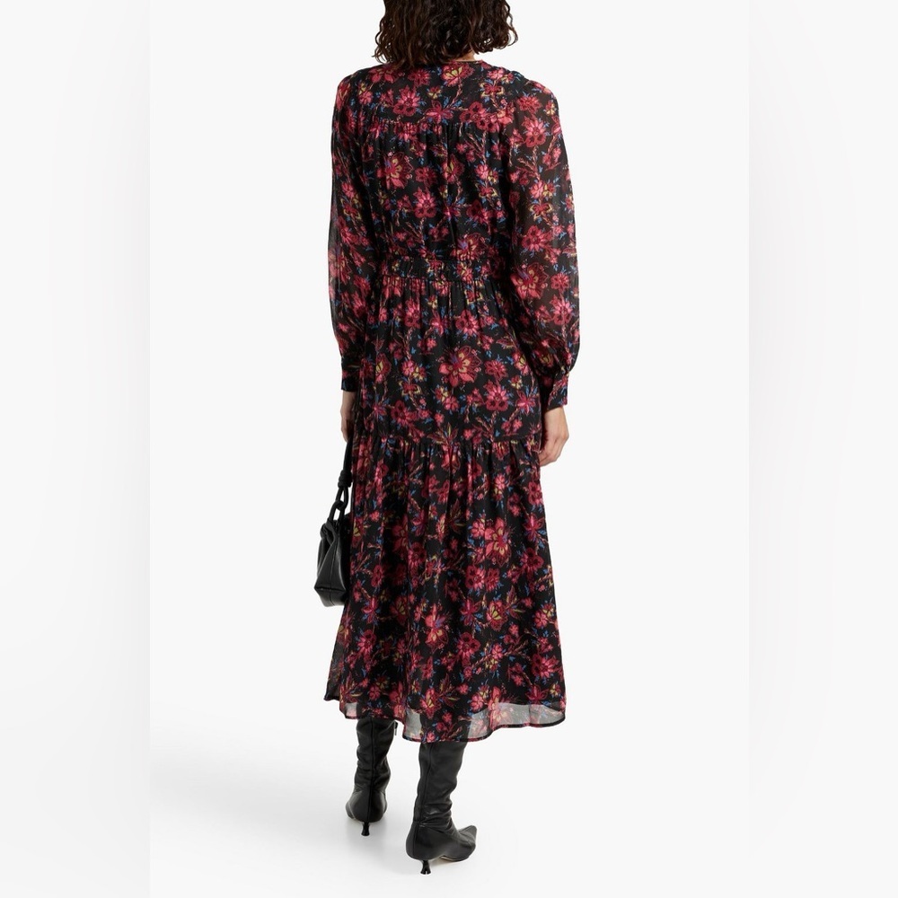 NWT Derek Lam 10 Crosby Tracy Black Floral Printed Midi Dress, Size 14 - Picture 3 of 13